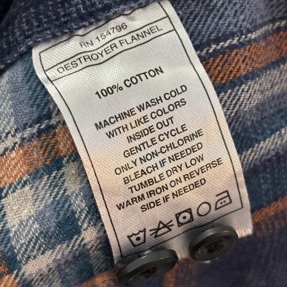 Off The Grid Destroyer Flannel Shirt Mens XXL Blue Plaid Button Up - Picture 9 of 12